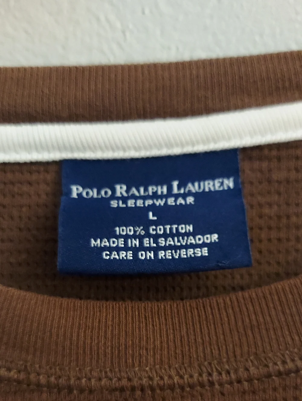 POLO by RALPH LAUREN Sleepwear Brown Waffleknit Long-Sleeve Crewneck Pullover L